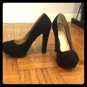 Black suede heels